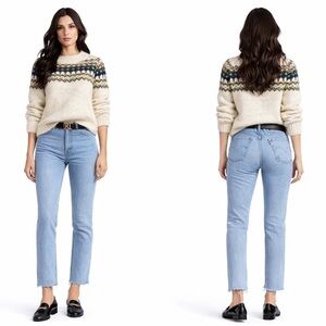 Levi’s 501 Skinny High Rise button Fly Raw Hem 
30 X 28 blue wash